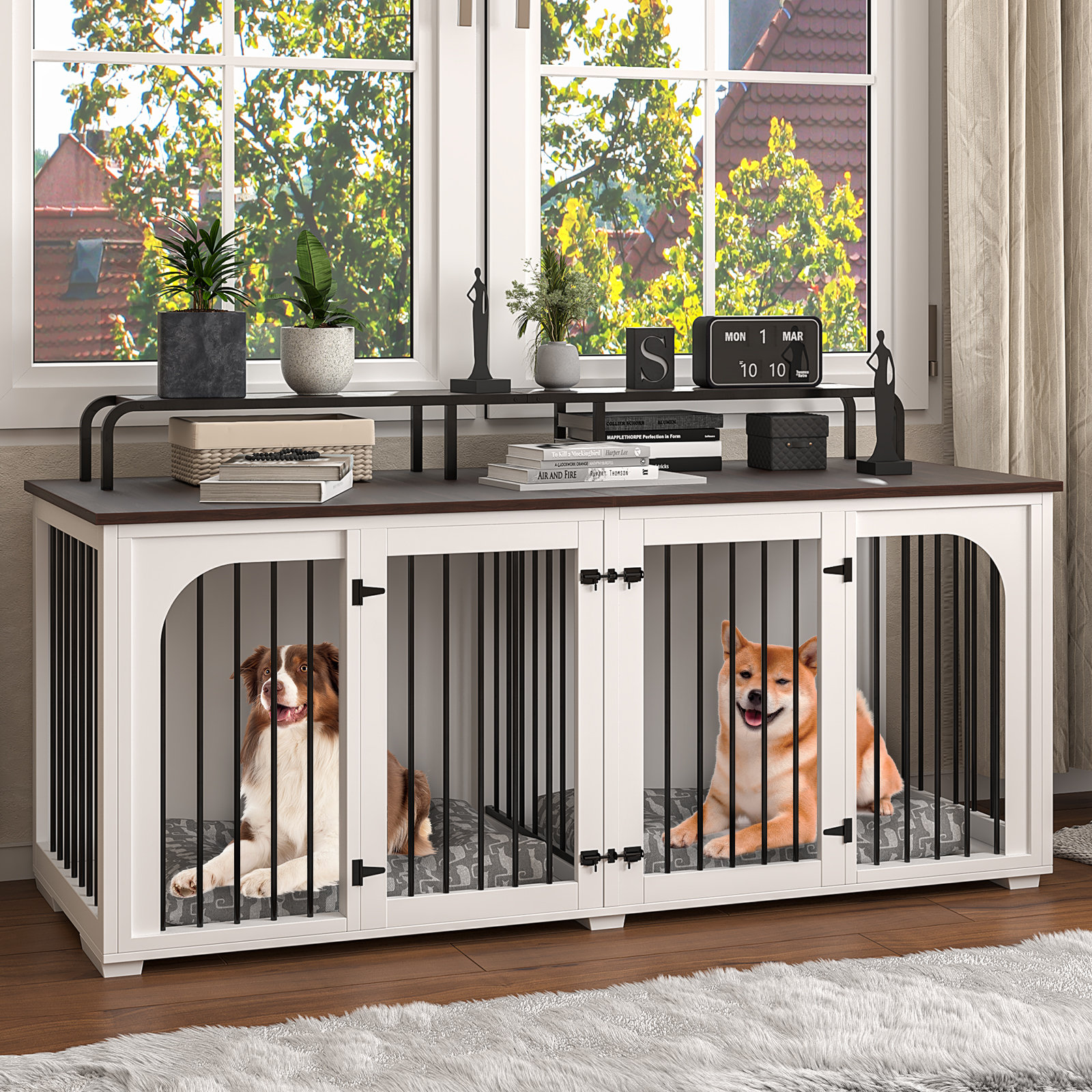 Tucker Murphy Pet™ 74.8" XXL Double Dog Kennel Furniture For Large ...